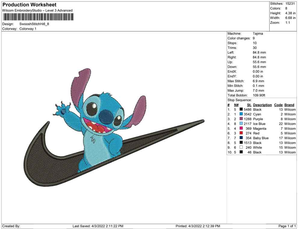 Swoosh-Stich Hallo