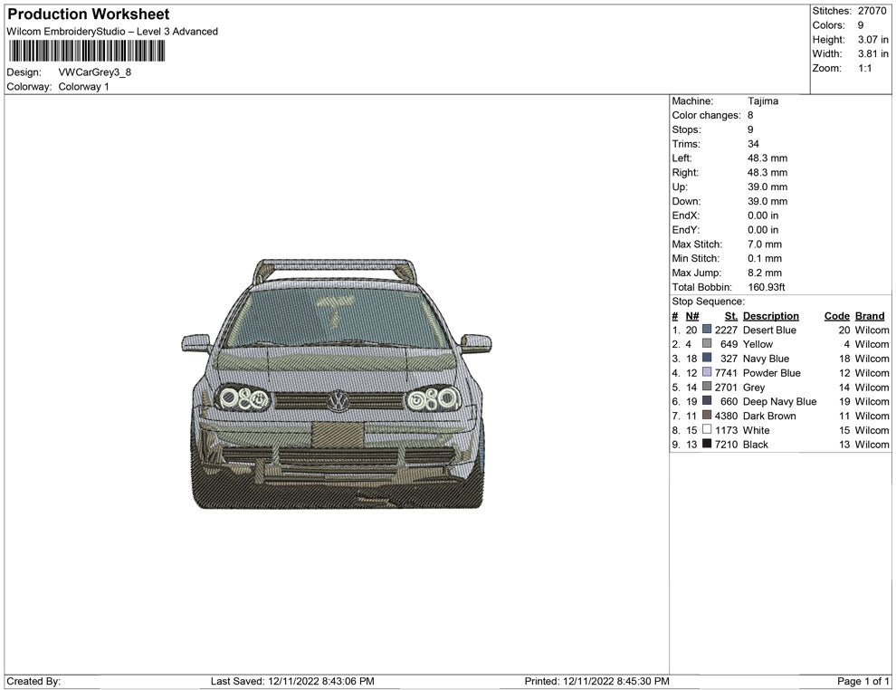 VW car grey