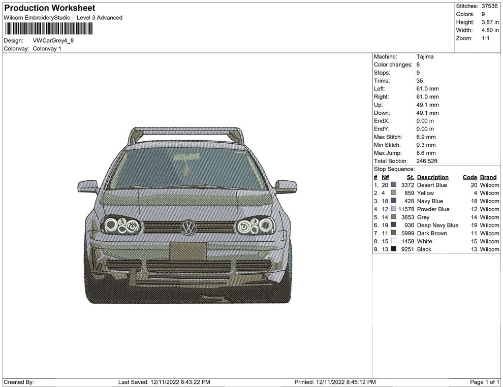 VW car grey