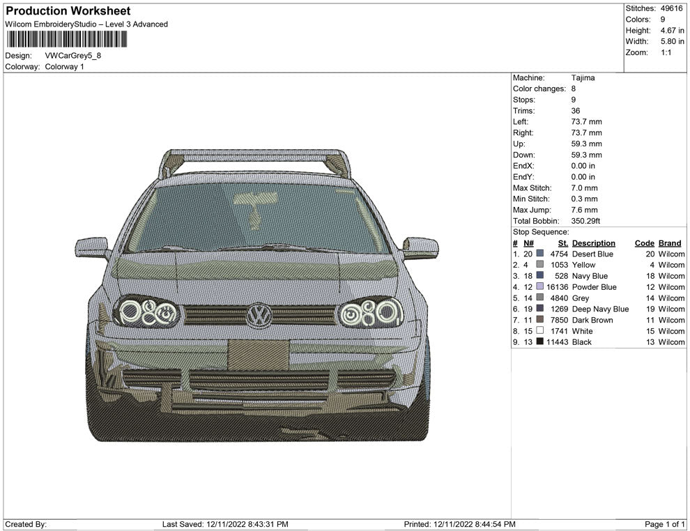 VW car grey