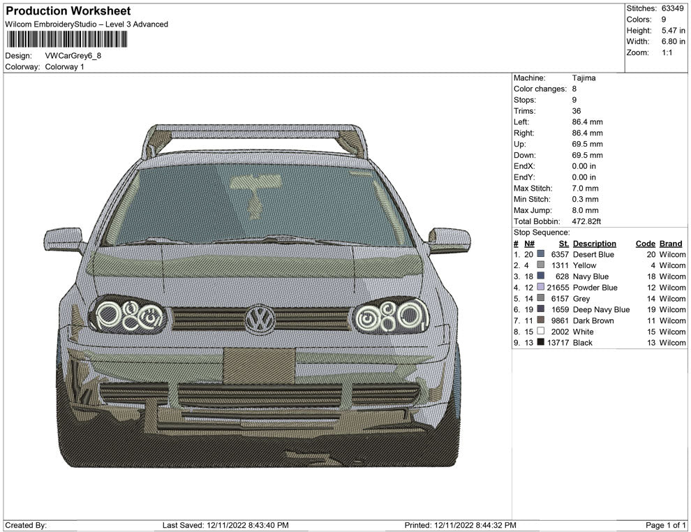 VW car grey