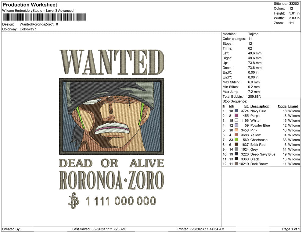 wanted Roronoa Zoro Poster
