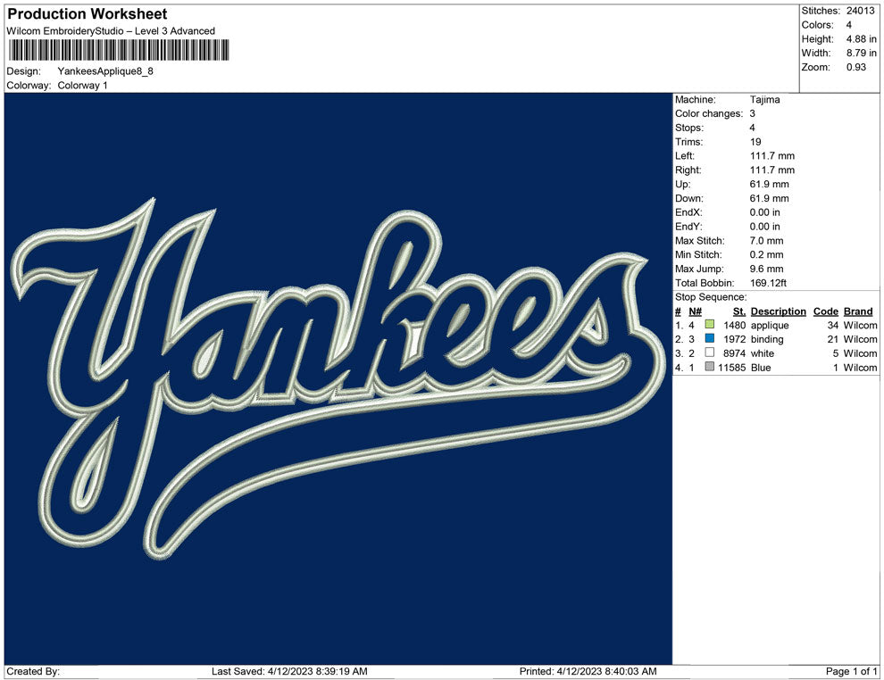 Yankees Applique