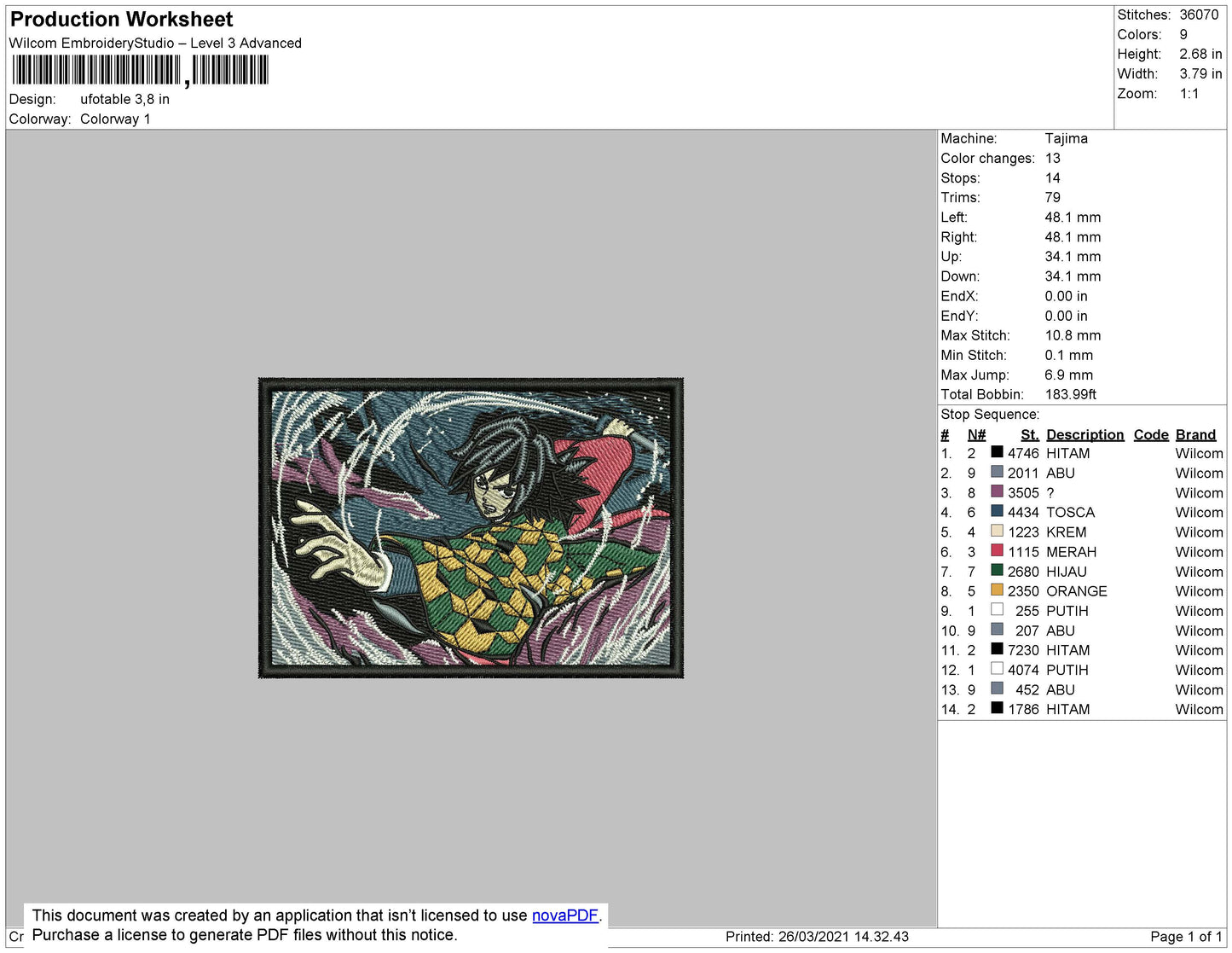Anime 07 Rectangle Embroidery File 4 size
