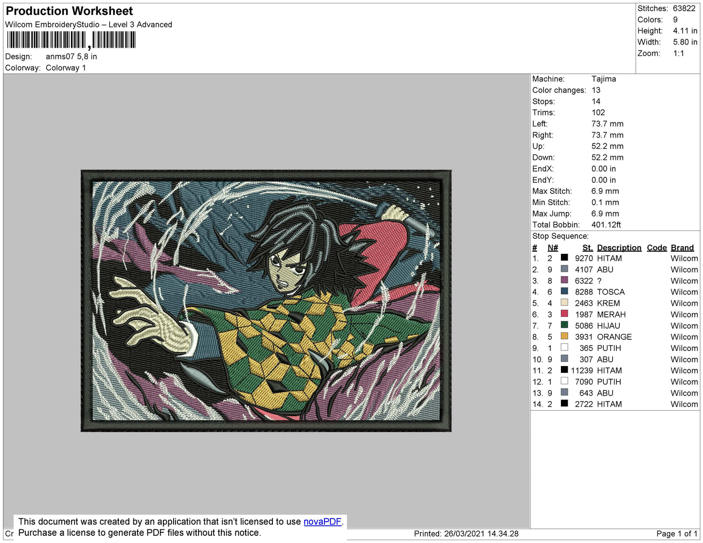 Anime 07 Rectangle Embroidery File 4 size