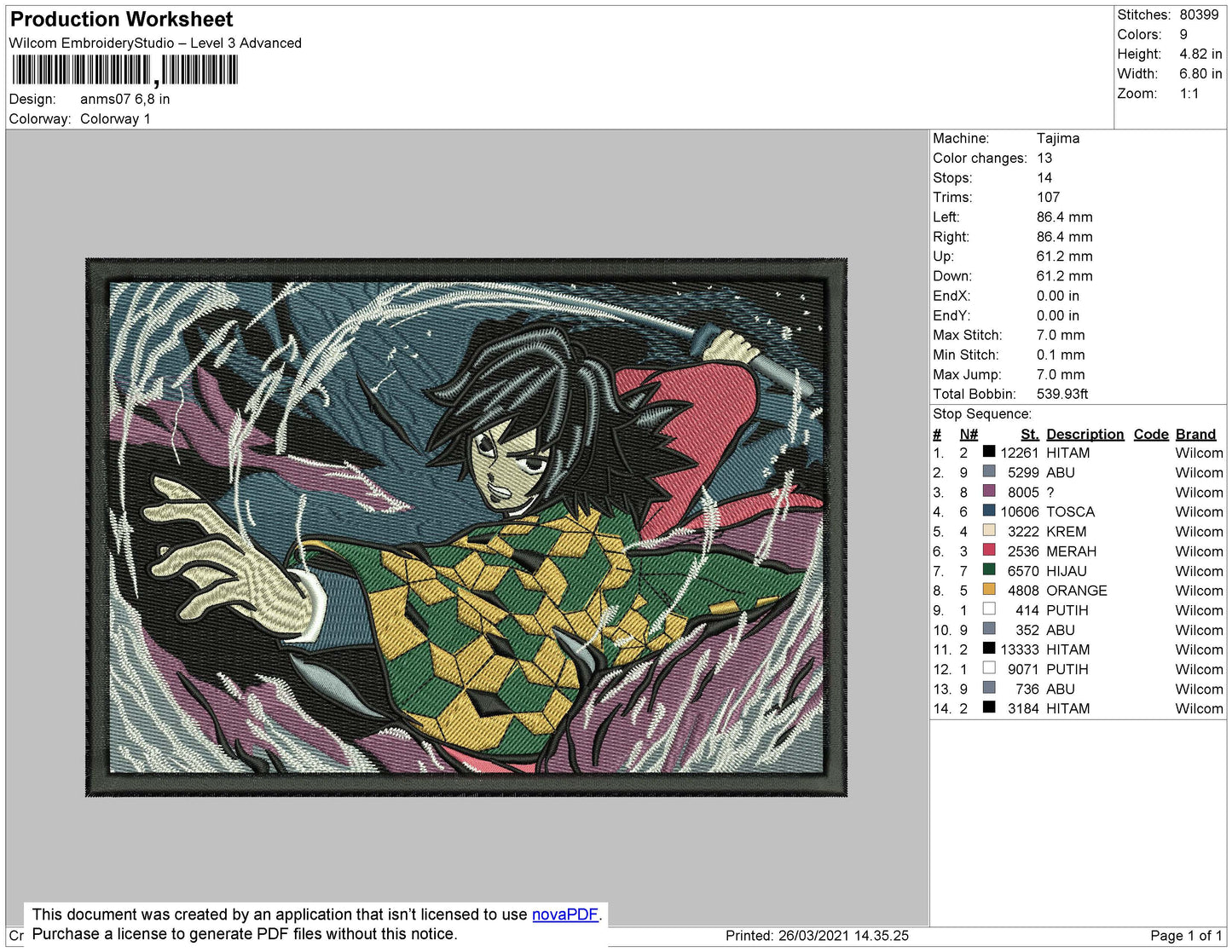 Anime 07 Rectangle Embroidery File 4 size