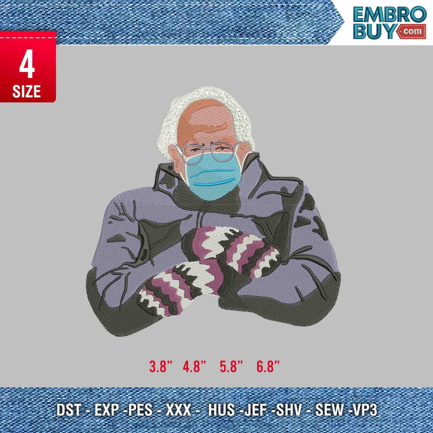 Bernie sander embroidery