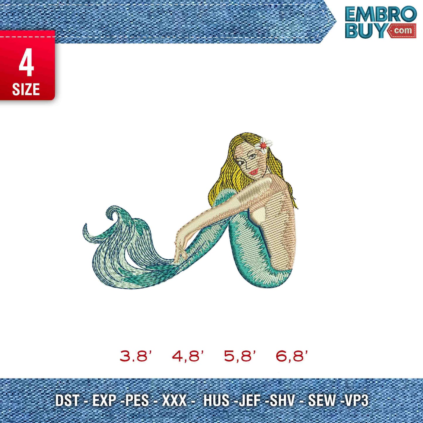 mermaid embroidery design