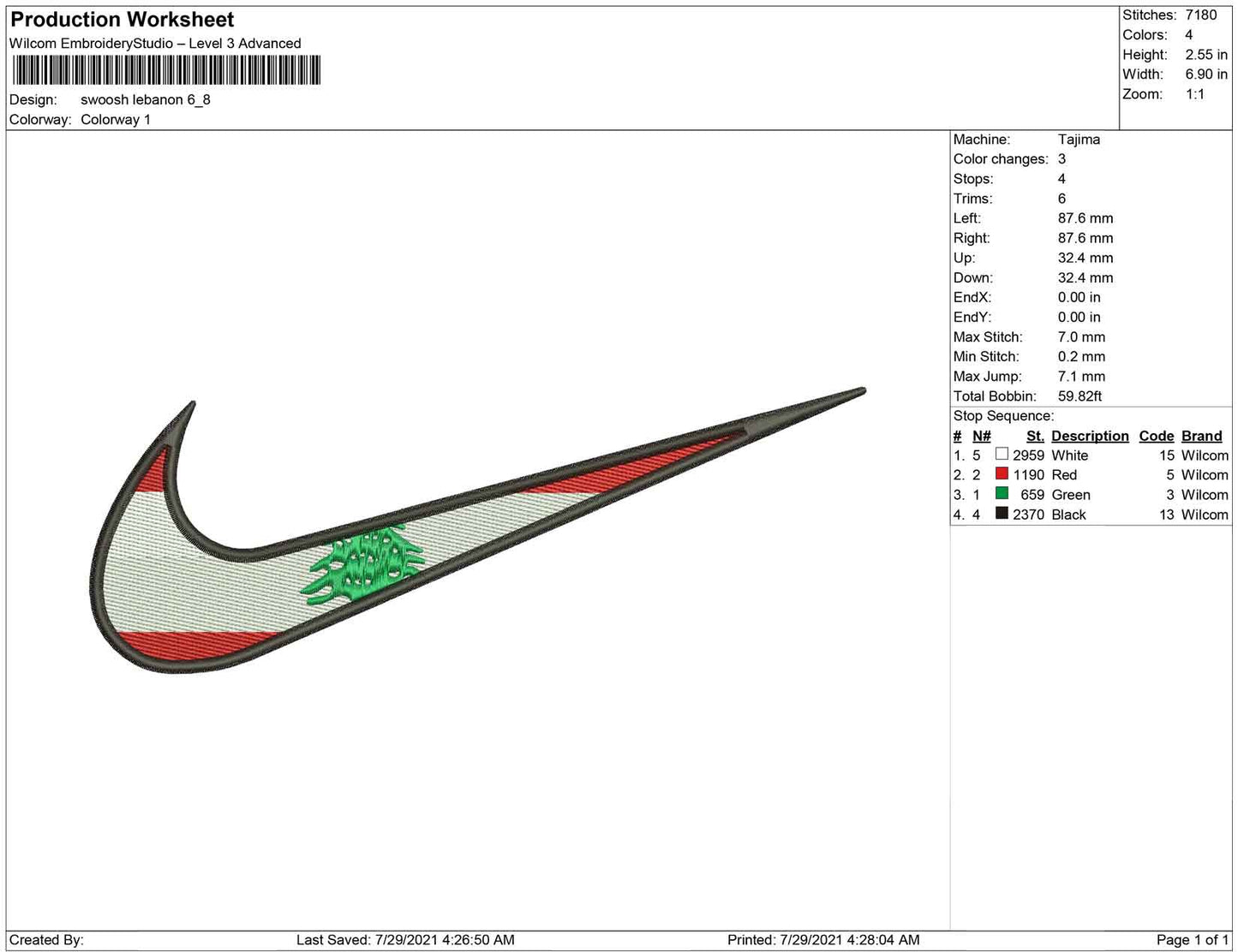 Swoosh Lebanon Flag