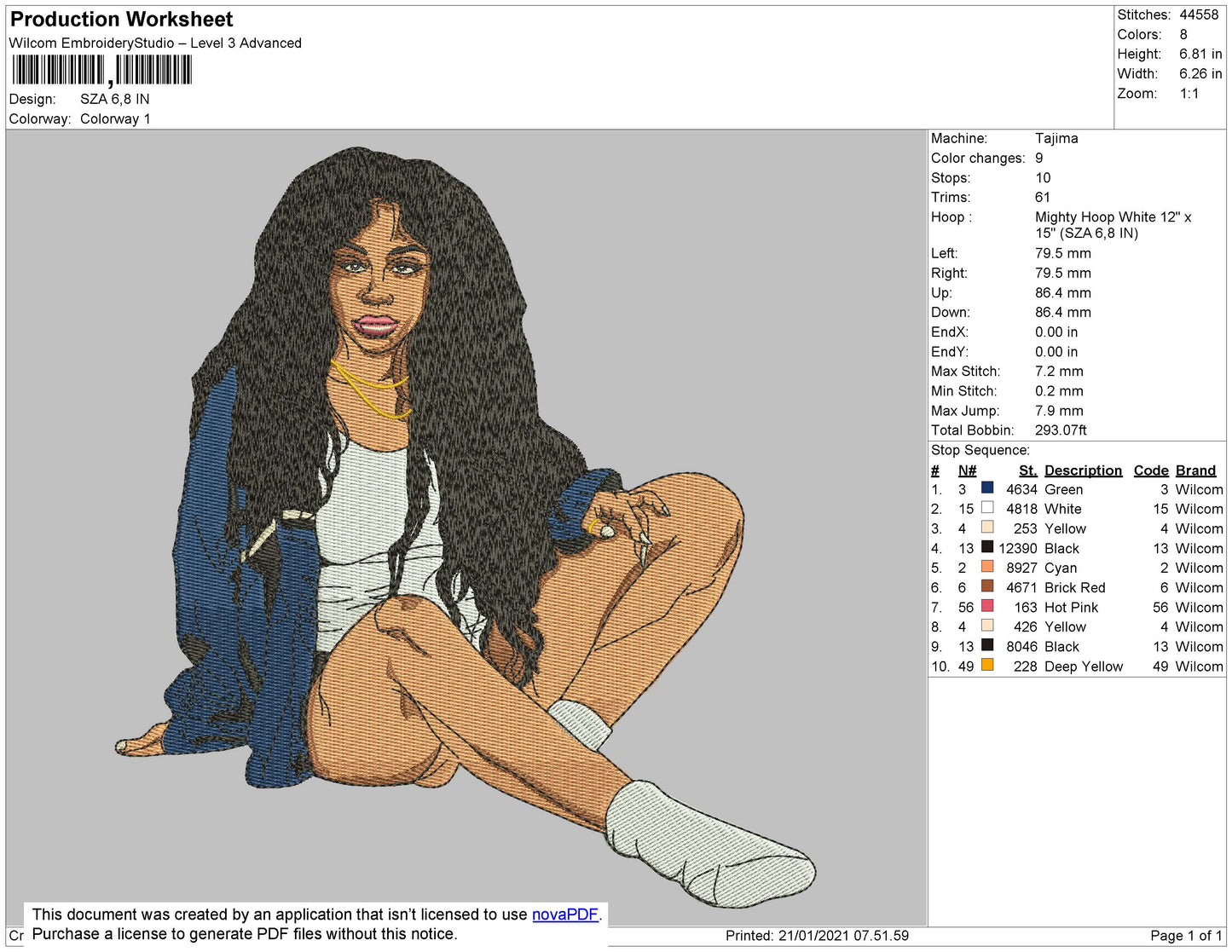 SZA Embroidery File 4 size For Big Size