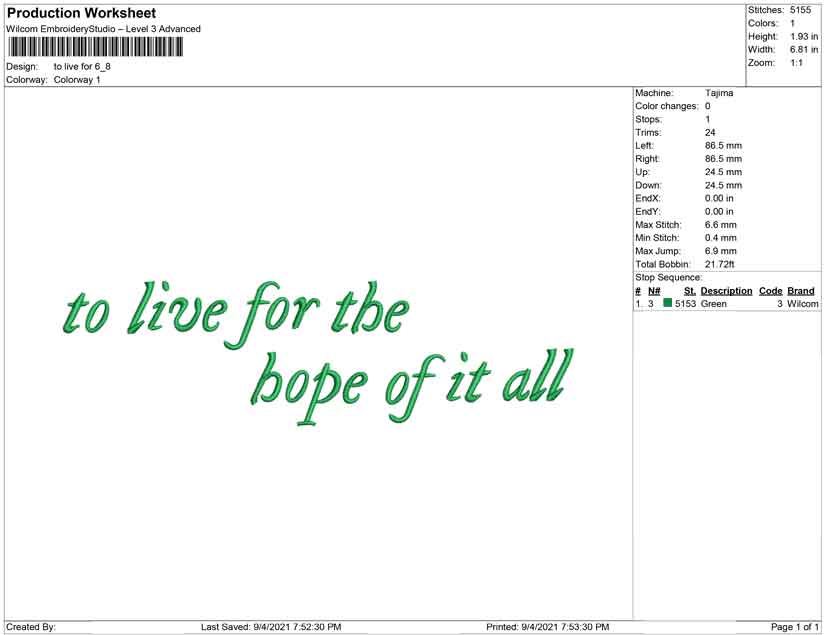 to life for the hope