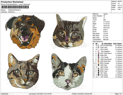 1 Dog 3 Cats Face