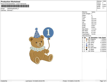 1st Birthday Bear B
