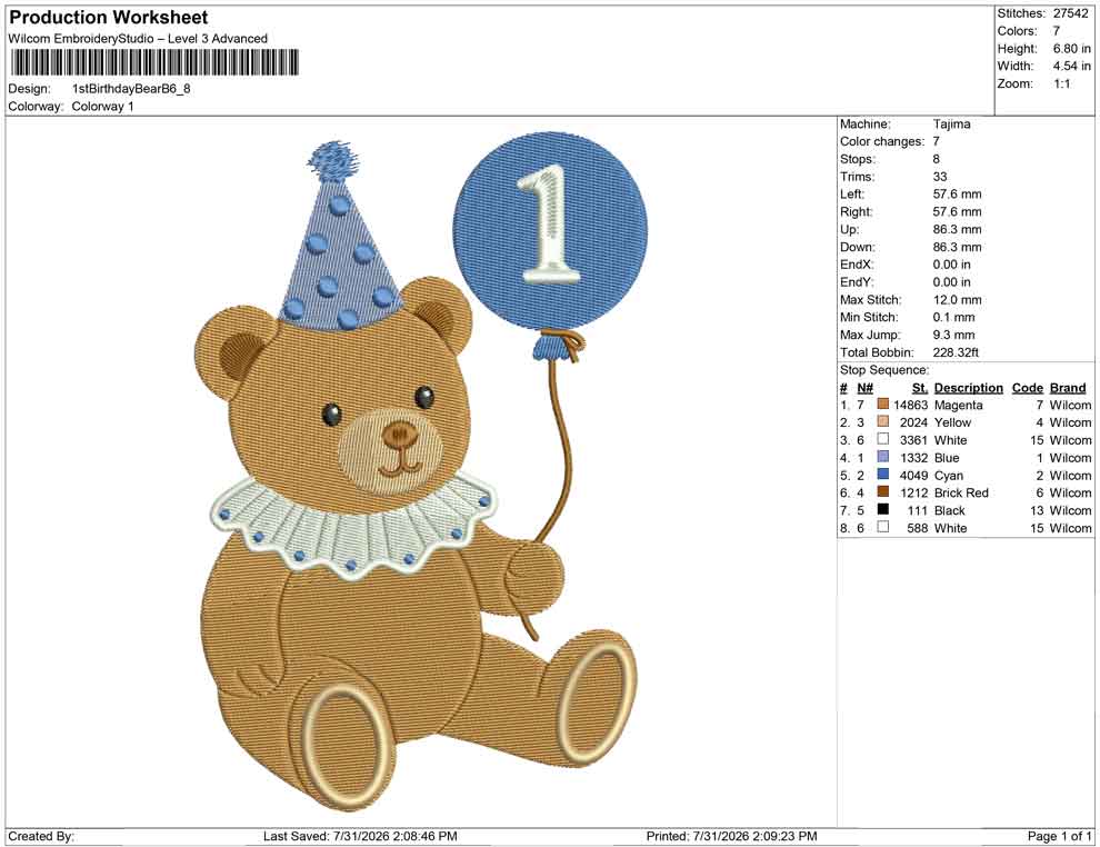 1st Birthday Bear B