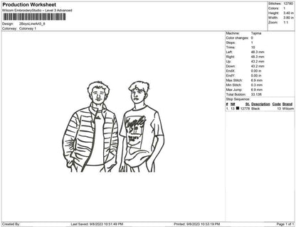 2 boy Line Art