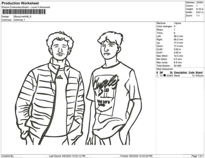 2 boy Line Art