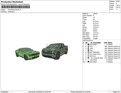 2 Cars Green Grey