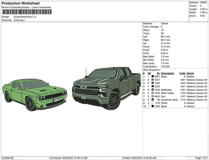 2 Cars Green Grey