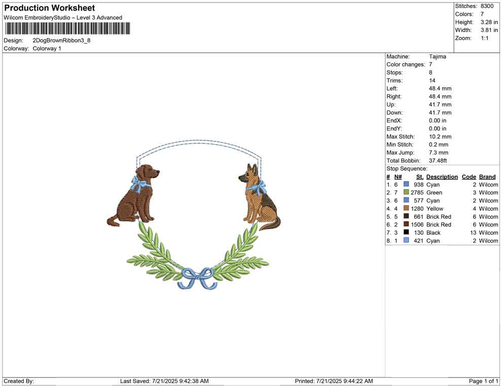 2 Dog Brown Ribbon