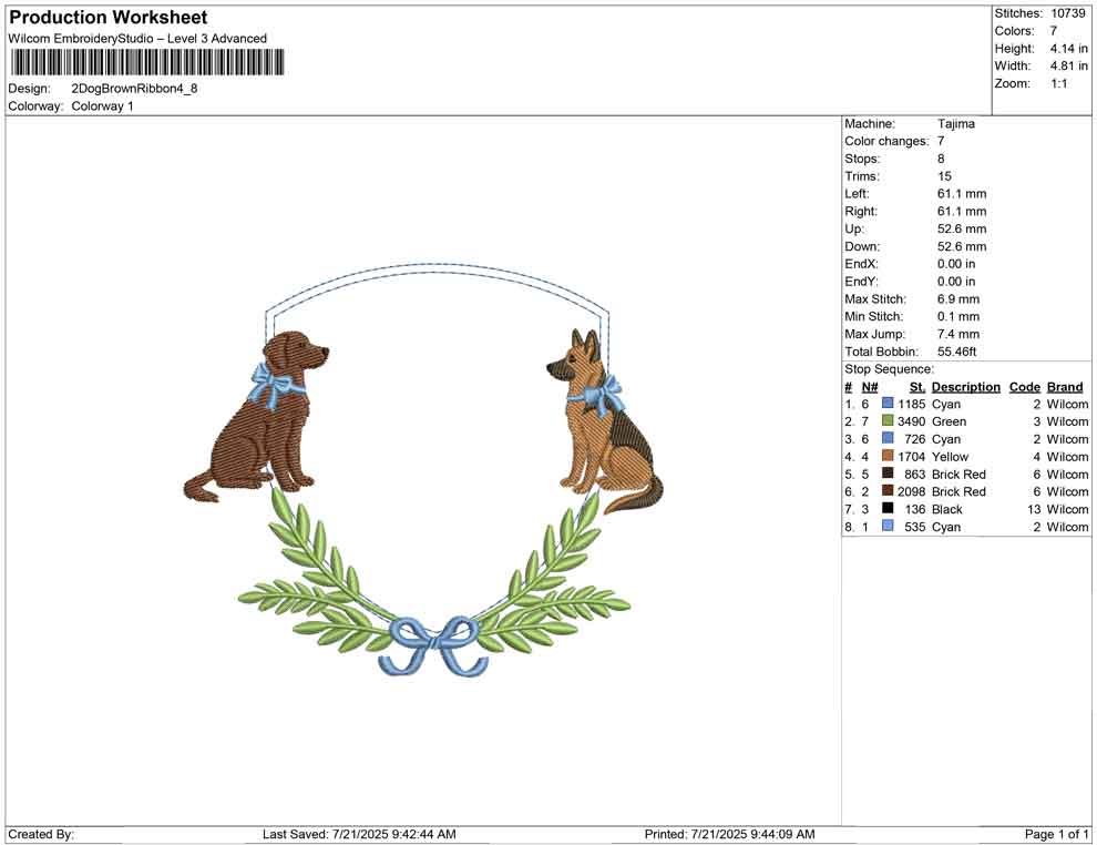 2 Dog Brown Ribbon