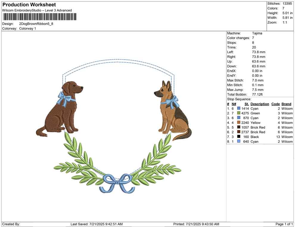 2 Dog Brown Ribbon