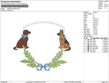 2 Dog Brown Ribbon