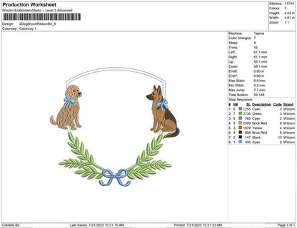2 Dog Brown Ribbon B