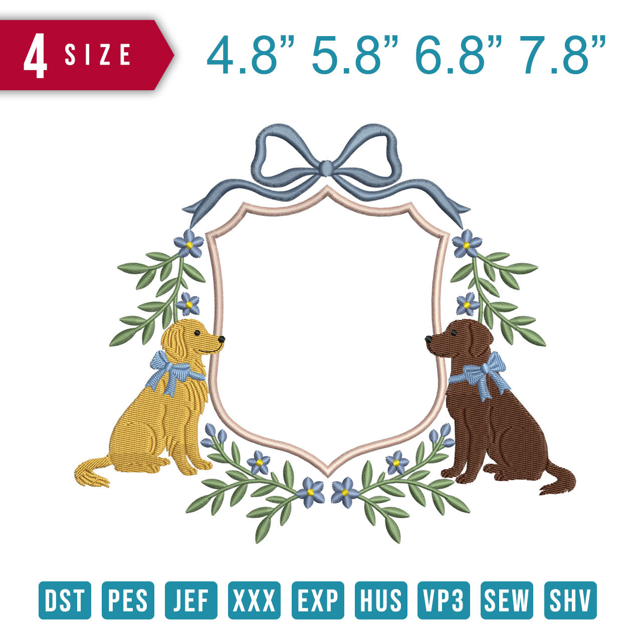 2 Dogs Ribbon Blue B