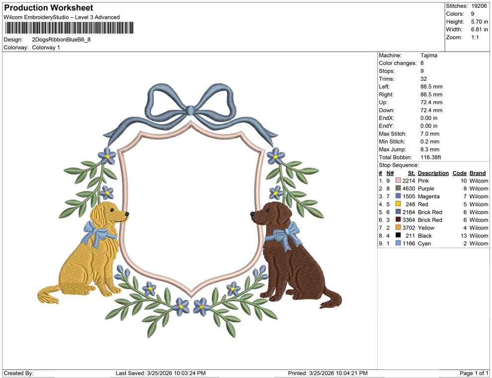 2 Dogs Ribbon Blue B