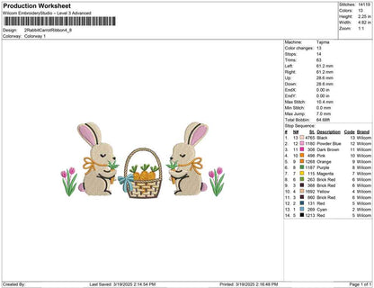 2 Rabbit Carrot Ribbon