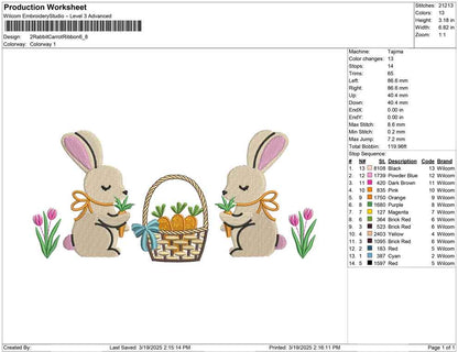 2 Rabbit Carrot Ribbon