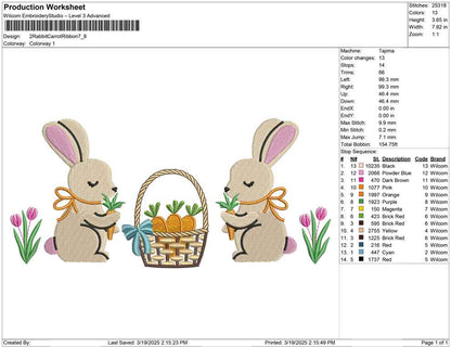 2 Rabbit Carrot Ribbon