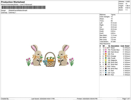 2 Rabbit Carrot Ribbon Small
