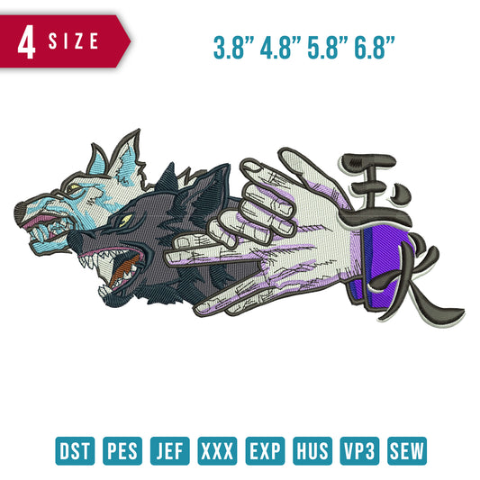 2 wolf hand symbol