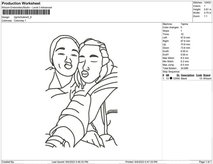 2 girls Outline