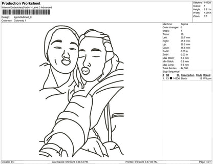 2 girls Outline