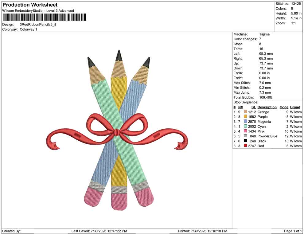 3 Red Ribbon Pencils