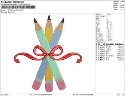 3 Red Ribbon Pencils