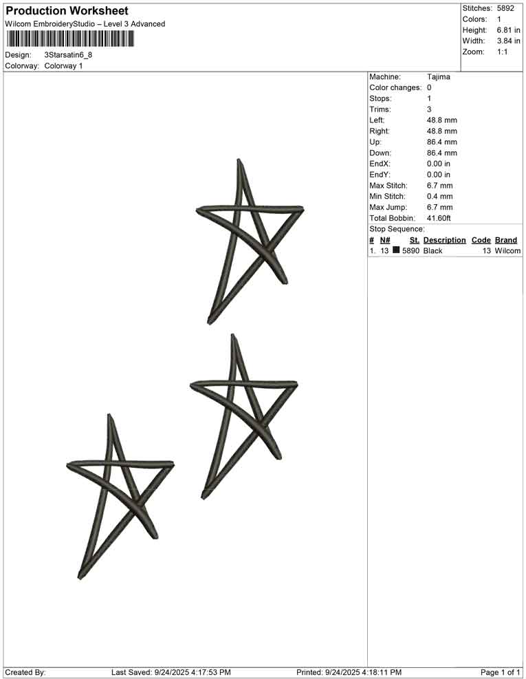 3 star satin