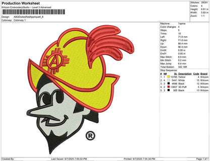 ABQ Dukes Red Applique