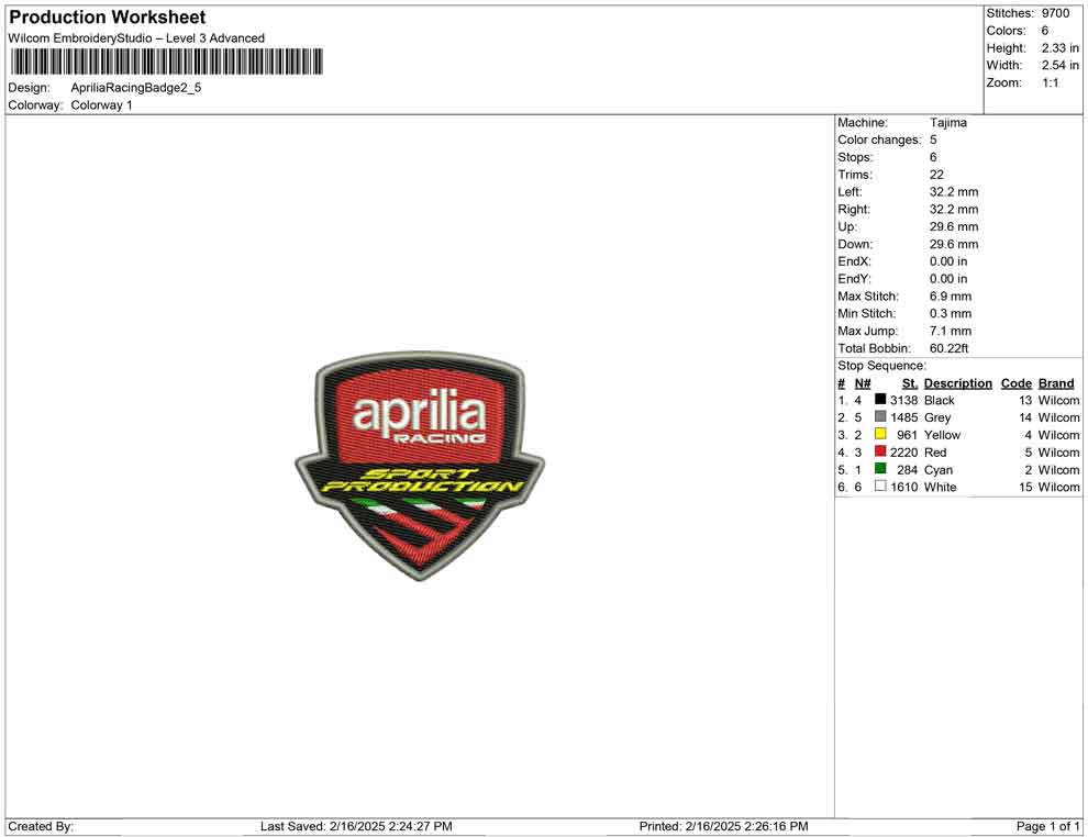 Aprilia Racing Badge