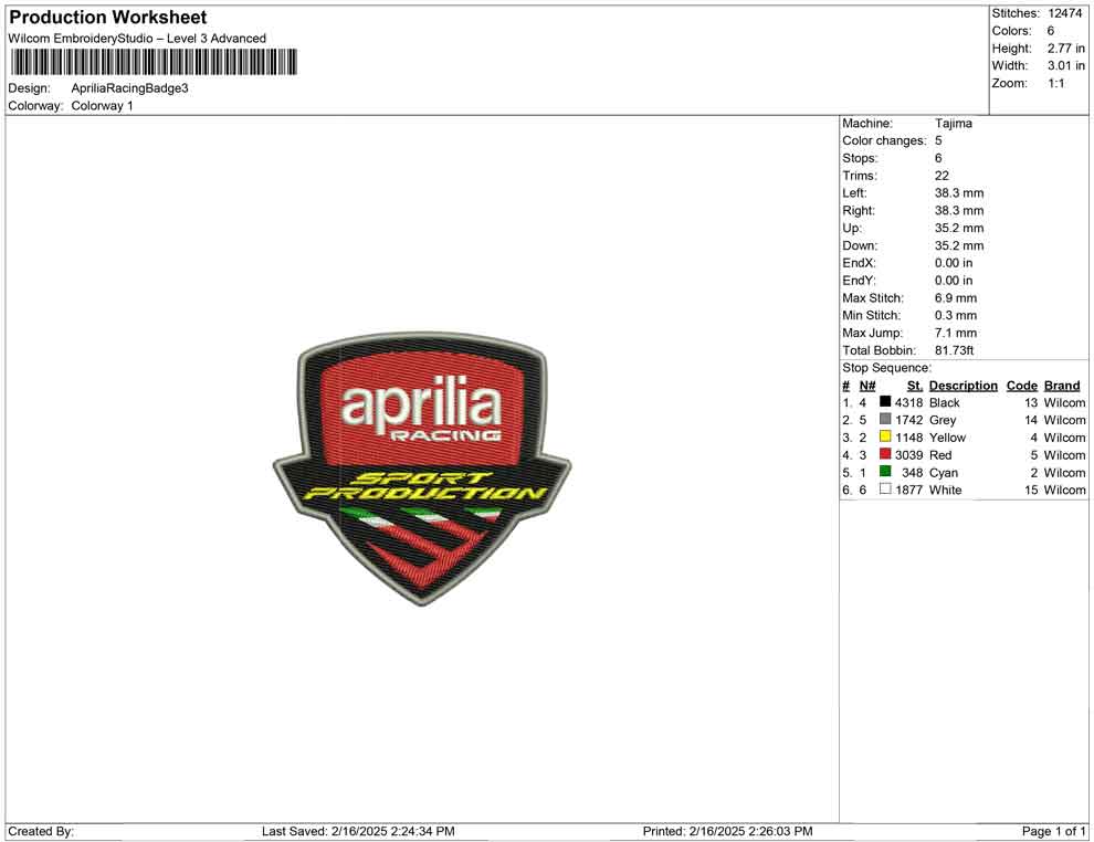 Aprilia Racing Badge