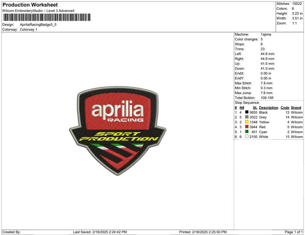 Aprilia Racing Badge