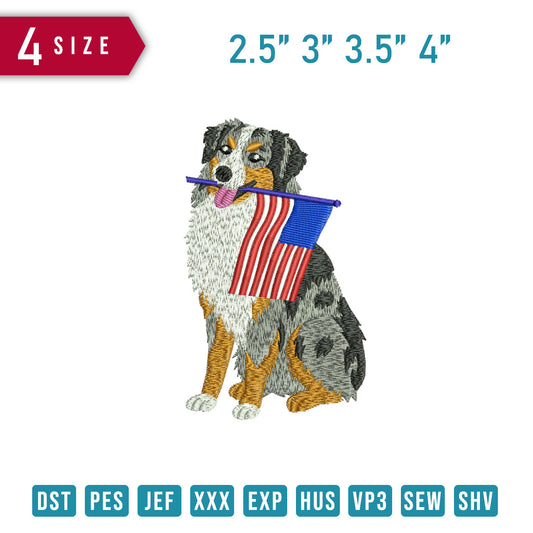 Australian Shepherd American Flag