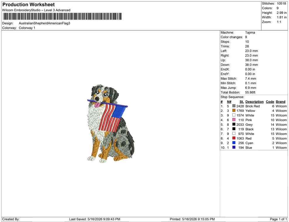 Australian Shepherd American Flag