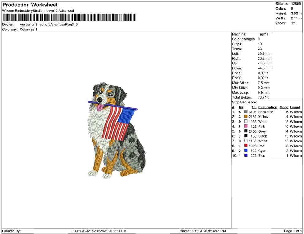 Australian Shepherd American Flag