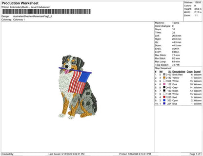 Australian Shepherd American Flag