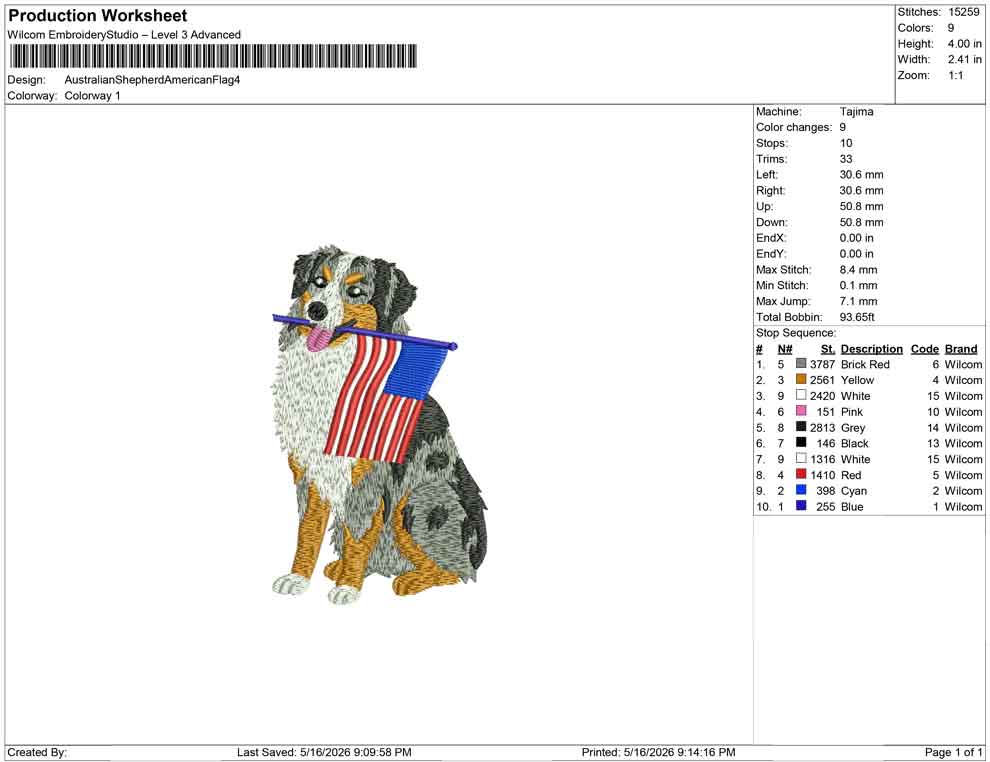 Australian Shepherd American Flag