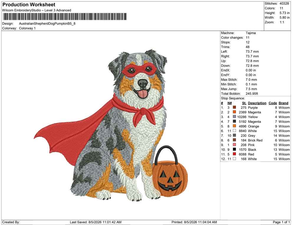 Australian Shepherd Dog Pumpkin B