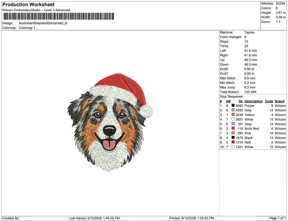 Australian Shepherd Santa Hat